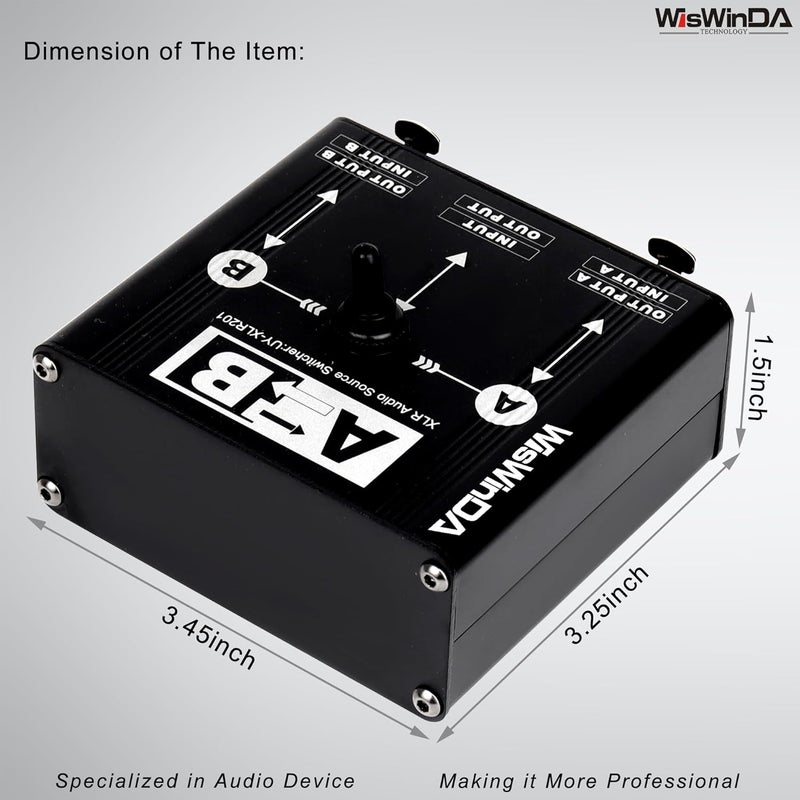 WisWinDa Pro XLR Passive A/B Switch Box Reversible Operation Design Balanced Audio Converter 2 Channel HiFi Stereo Audio Selector No Loss Switching Aluminum Shell (XLR A/B Swtich Box (F-2M)) - Image 5
